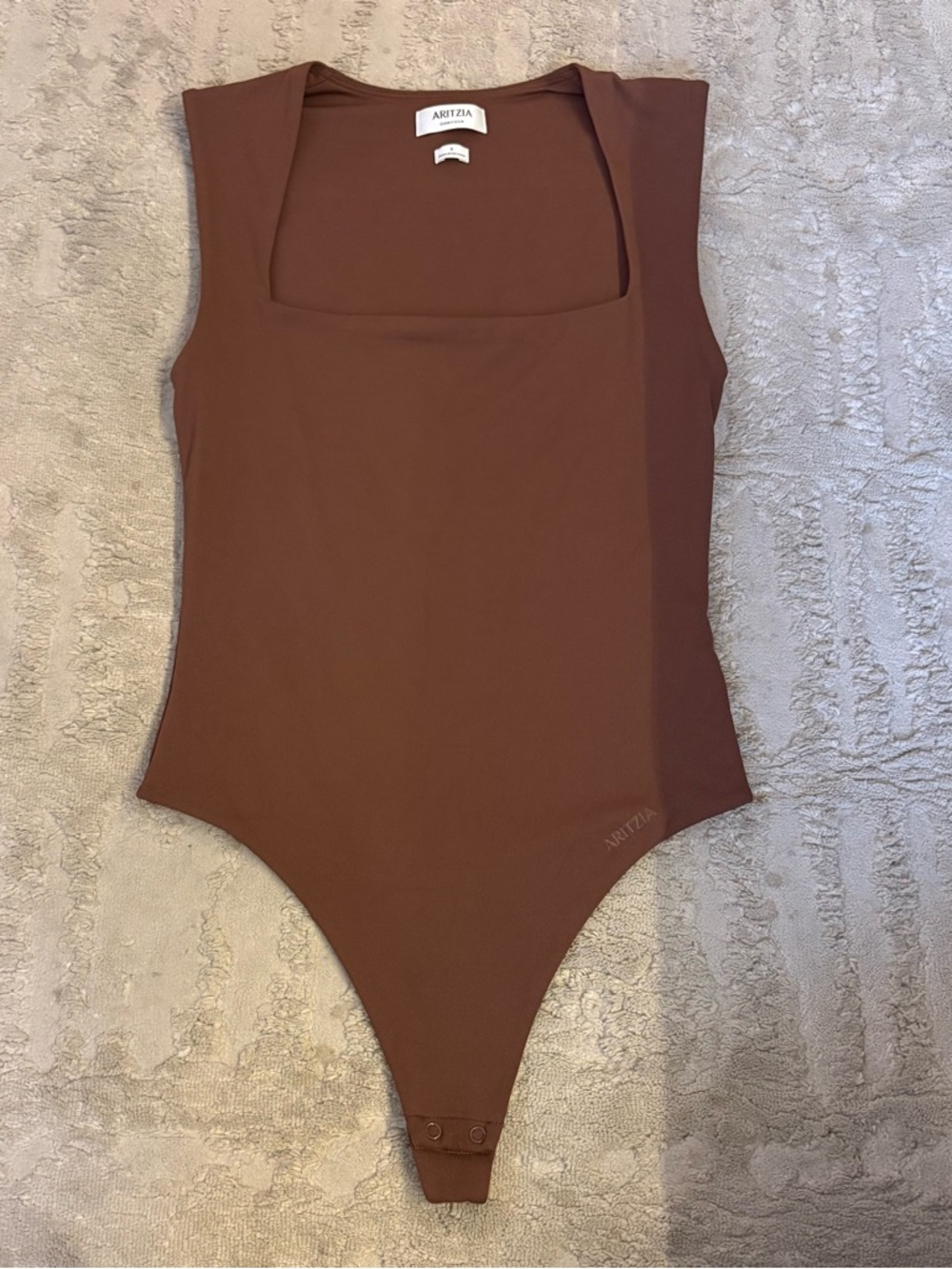 Aritzia Brown Square-Neck Stretch Bodysuit